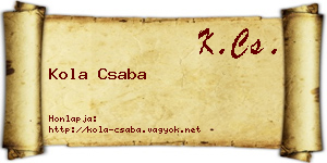 Kola Csaba névjegykártya