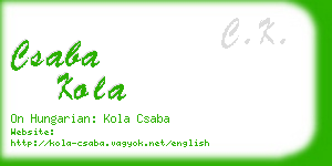 csaba kola business card